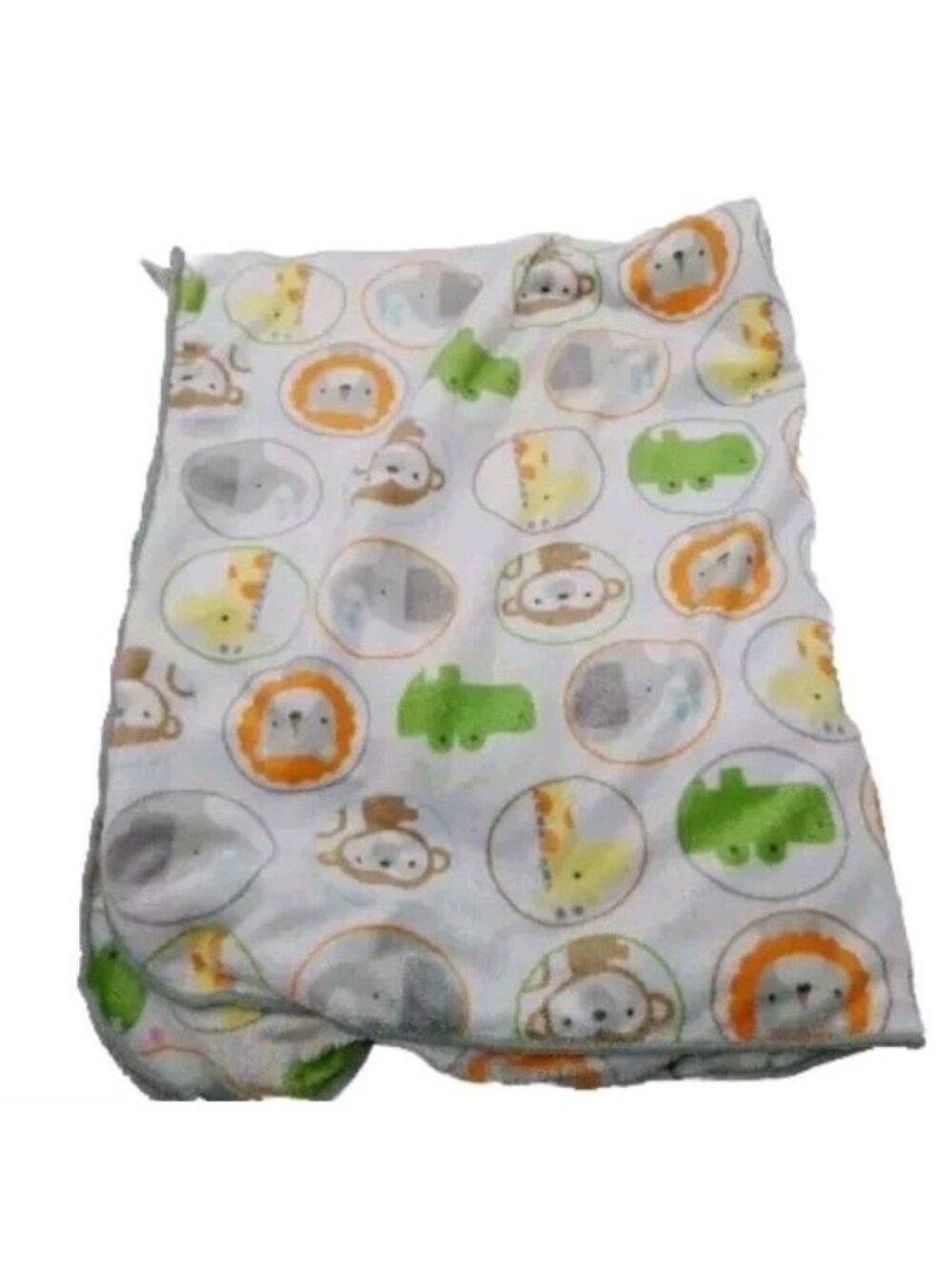 Circo Monkey Lion Elephant Alligator Giraffe Blanket Circles Grey Sherpa Backing